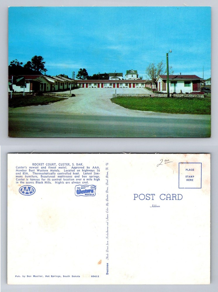 Custer, SD-South Dakota, Rocket Court Motel AAA Modern Units Vintage Postcard