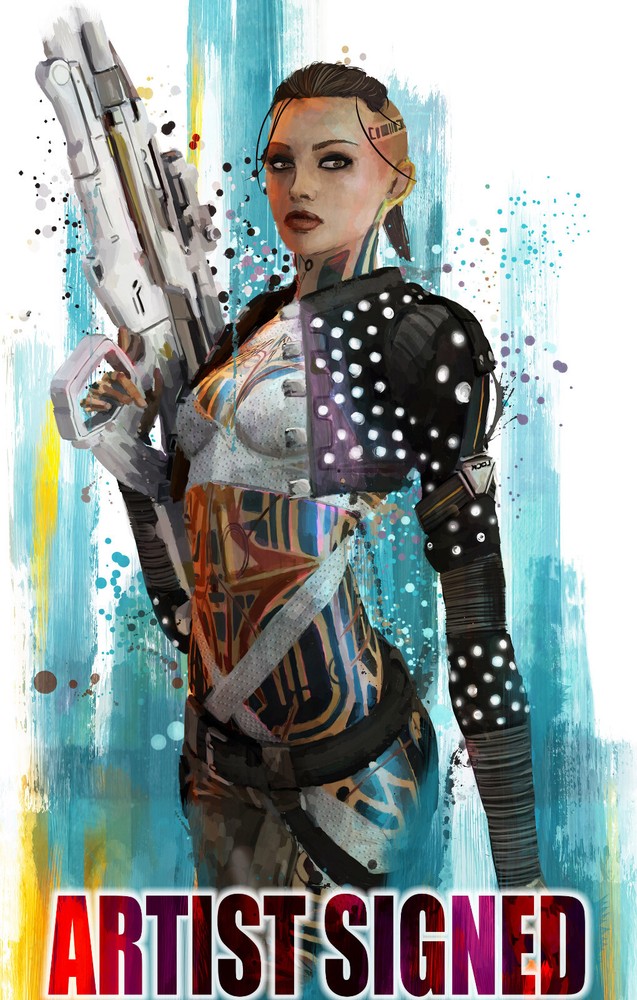 Jack Mass Effect Insp 11x17 Jason Oakes SIGNED Abstract Art Print Video Game
