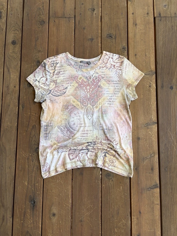 Apt 9 Womens Top Y2K Fairy Grunge Boho Embellished Graphic Shirt Women’s XL
