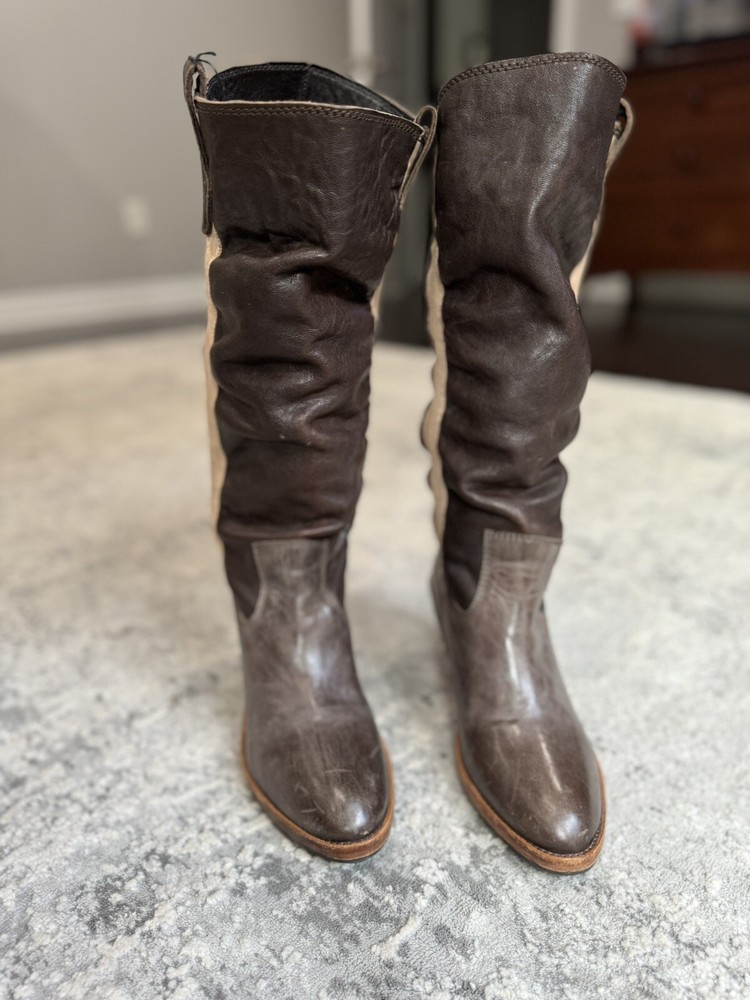 Diesel Leather Brown Slouchy Cowgirl Boot Size 38
