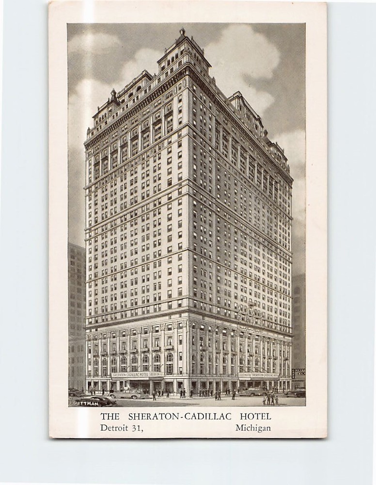 Postcard The Sheraton-Cadillac Hotel Detroit Michigan USA