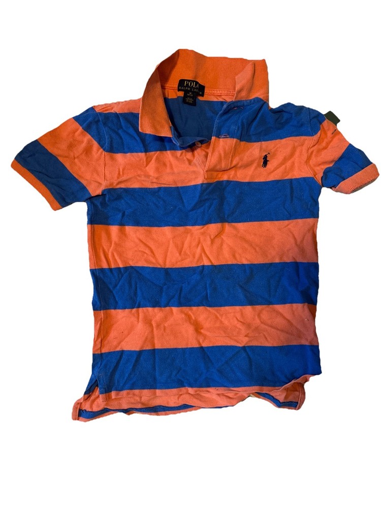 Ralph Lauren Knit Polo Shirt Boys M (10-12) Short Sleeve Striped Cotton Pullover