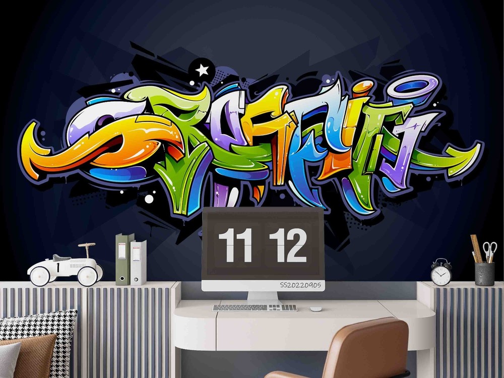 3D Abstract Colorful Artistic Graffiti Wall Murals Wallpaper Murals Wall Sticker-image