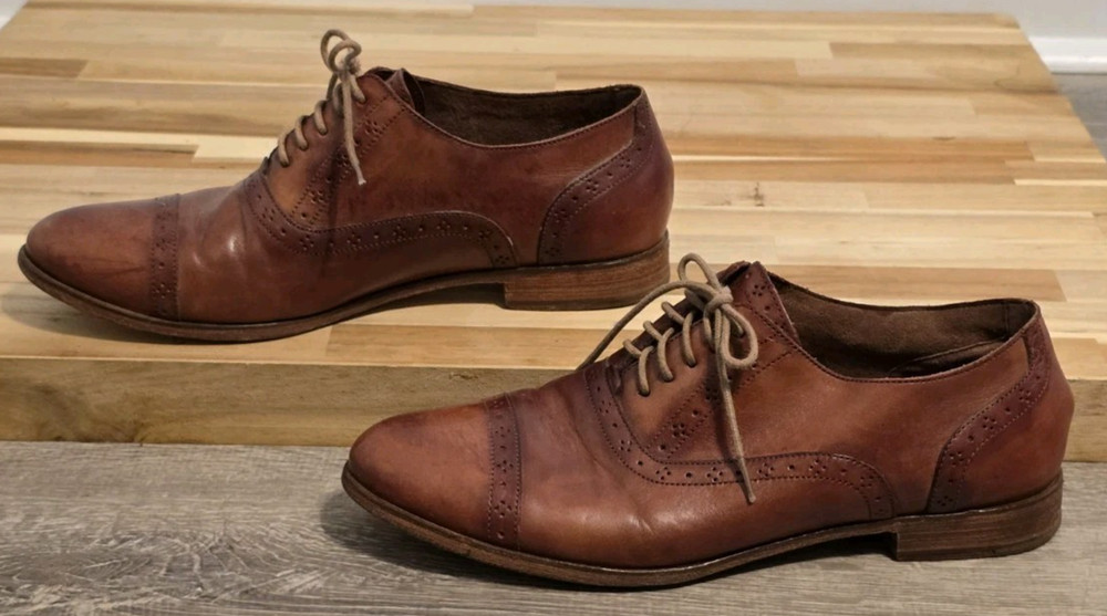 Cole Haan Men's Brown Leather Cap Toe Oxfords Shoes 8.5