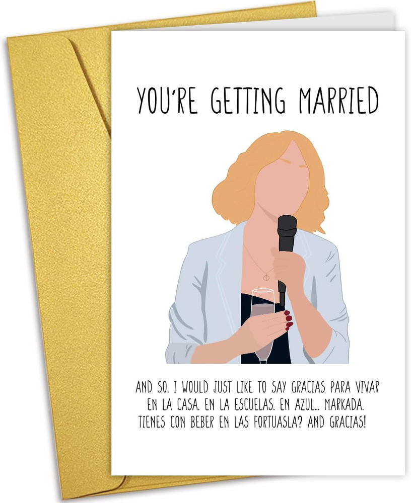 Wedding Thank You Card, Smooth Heavy Card Stock, Gold Envelope