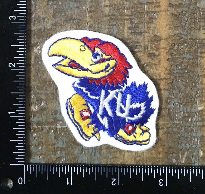 Vintage UNIVERSITY OF KANSAS Jayhawks NCAA College Mascot Patch KU 1970s Felt