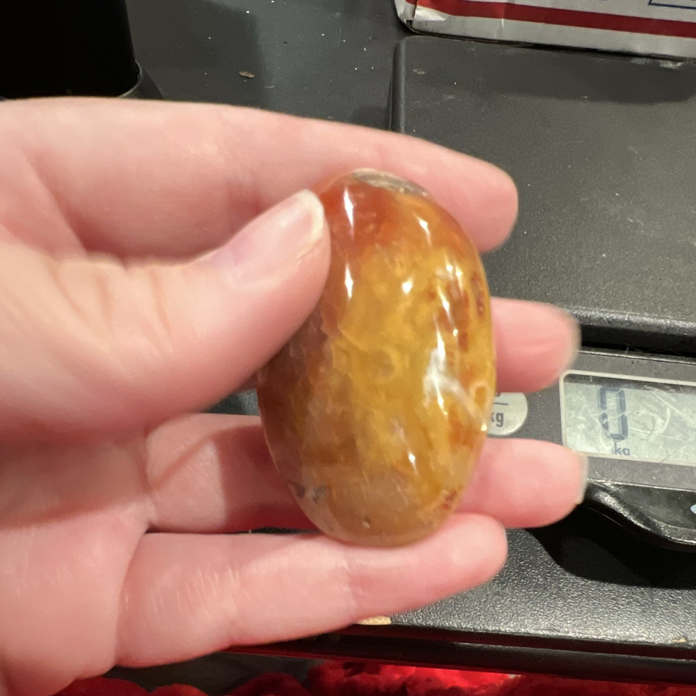 Polished Orange/Yellow Crystal Palm Stone Mineral Specimen 58g (2 oz) Carnelian