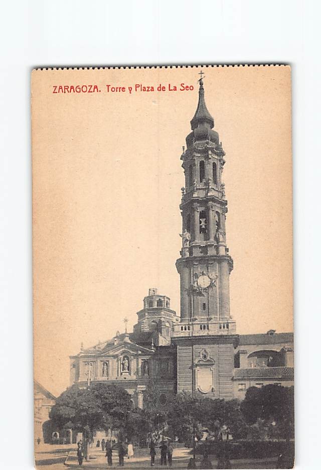 Postcard Torre y Plaza de La Seo Zaragoza Spain