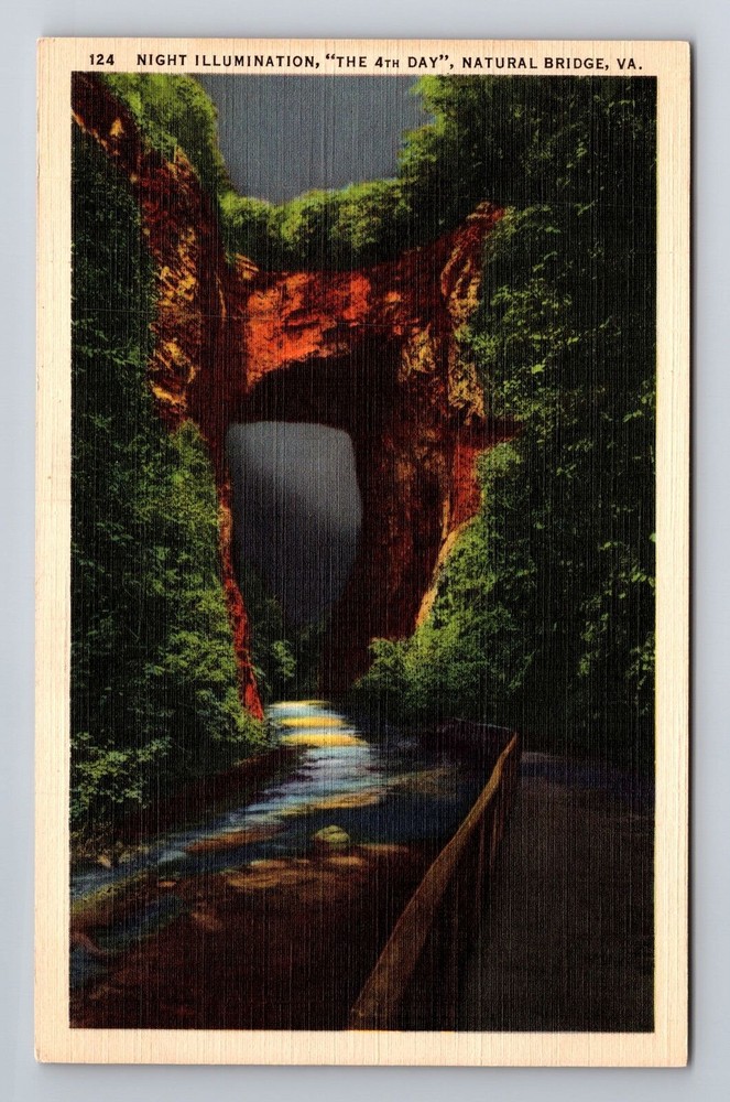 Natural Bridge VA-Virginia, Night Illumination, Antique, Vintage Postcard