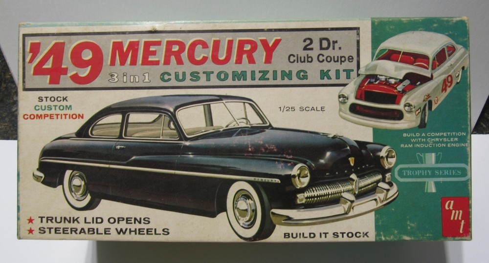Vintage AMT '49 MERCURY 3 IN 1 Customizing Model Car Kit 1:25 Scale Original Box