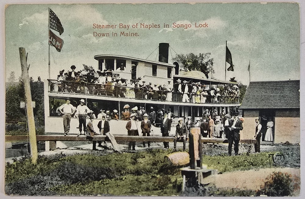Steamer Bay of Naples Maine Songo Lock  Passengers 1912 Vintage Postcard