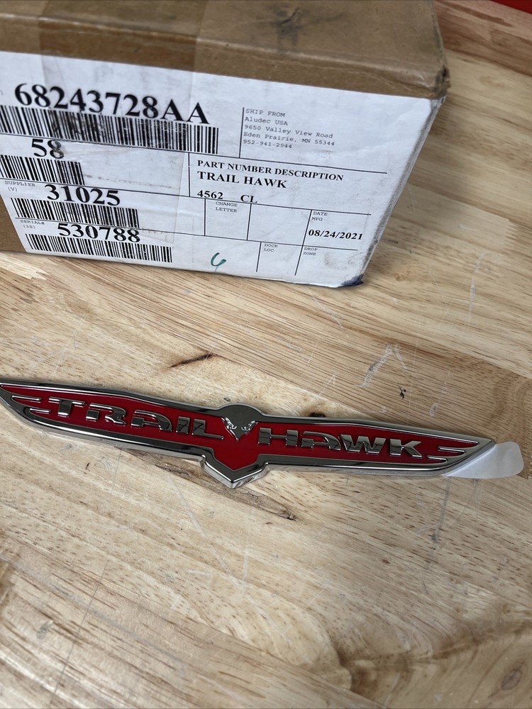 2017-2022 Jeep Compass TrailHawk Rear Liftgate Chrome Red Nameplate OEM MOPAR  