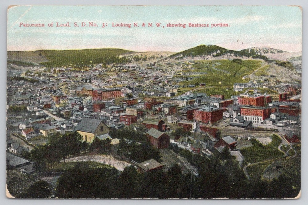Lead, South Dakota Panorama Postcard - Business District View c1910