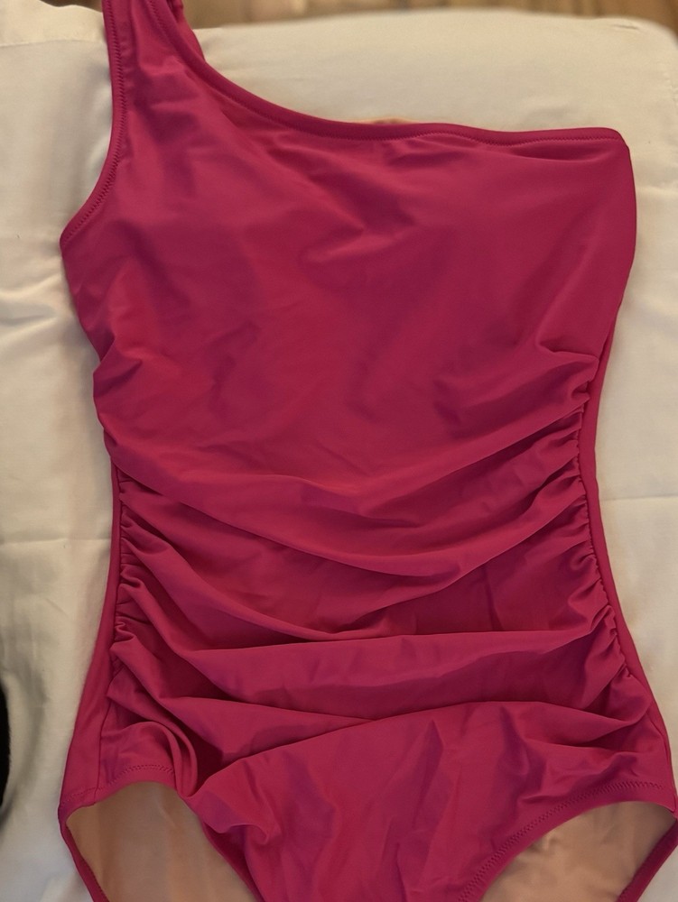 J.CREW One-Shoulder Ruched One Piece Swimsuit Pink Nude Regular Size 8