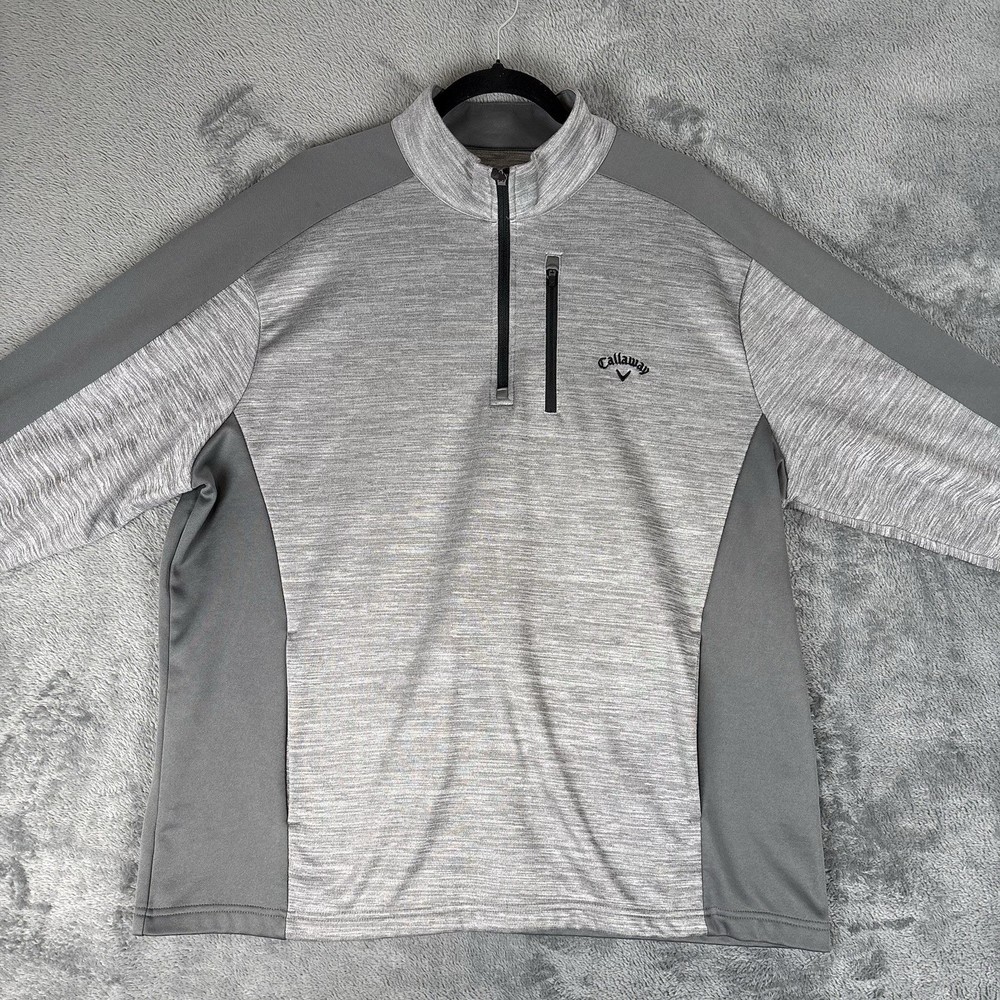 Callaway Golf 1/4 Zip Sweater Large Gray Poly Performance Stretch Size Xl
