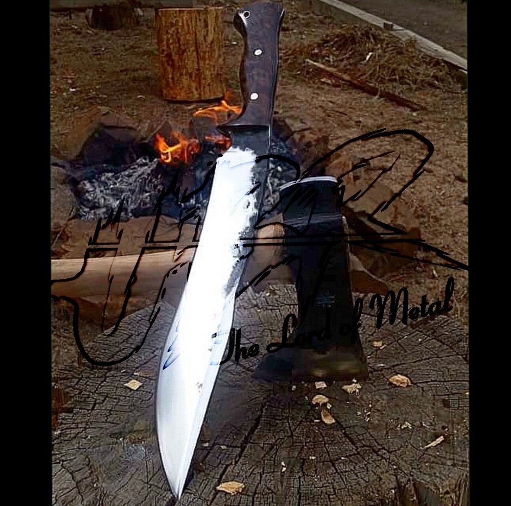 Custom Handmade High Carbon Steel Hunting Bowie Knife with Leather Sheath  