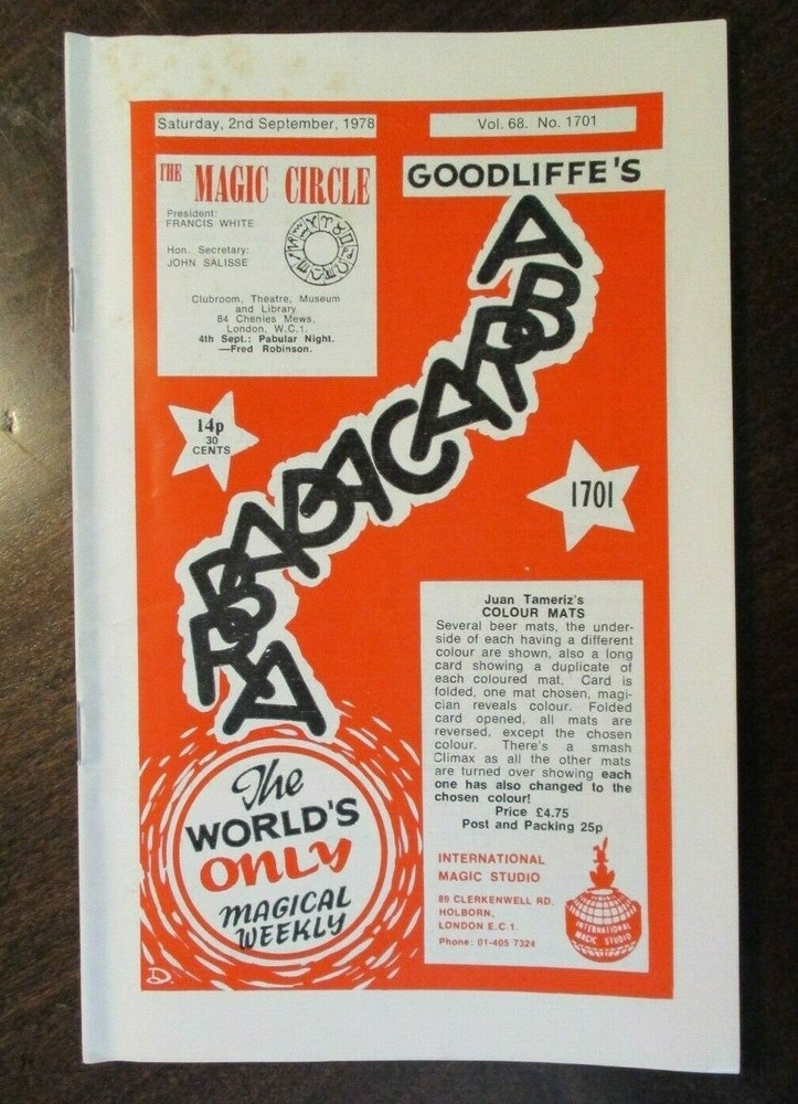 Goodliffe's Abracadabra Magic Magician Magazine Vol 68 No 1701 September 2, 1978-image