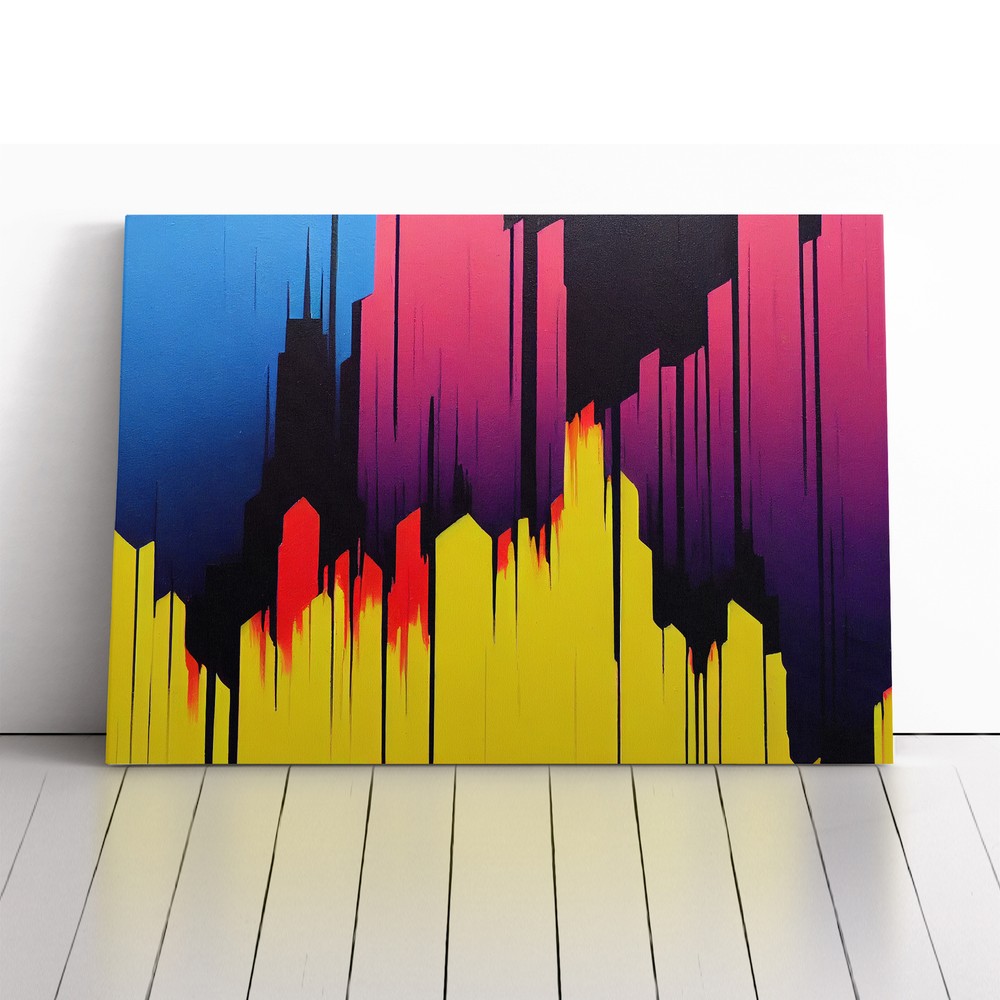 Beauteous City Skyline Architecture Abstract Canvas Wall Art Print Framed Decor