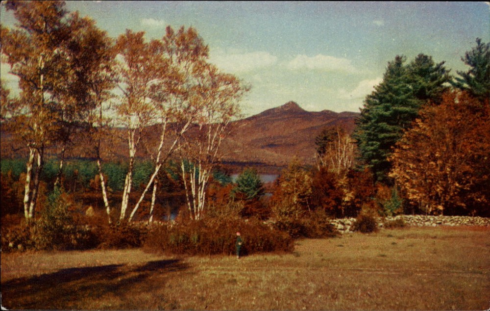 Mt Chocorua New Hampshire lake White Mountains autumn foliage vintage postcard