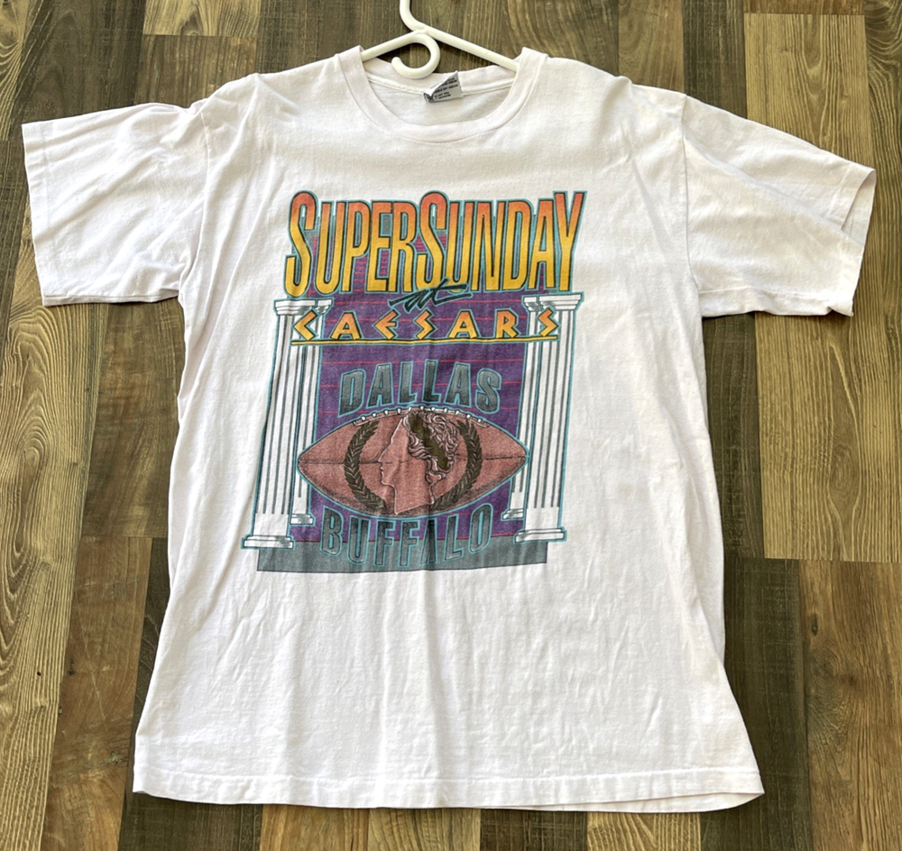 Super Sunday 1993 1994 Caesars Palace Dallas / Buffalo T-Shirt  size Large Rare