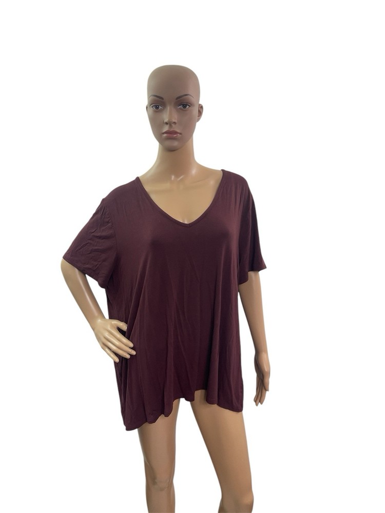 Old Navy Luxe Women’s Size XXL Short Sleeve V Neck Solid  Burgundy Red Tee