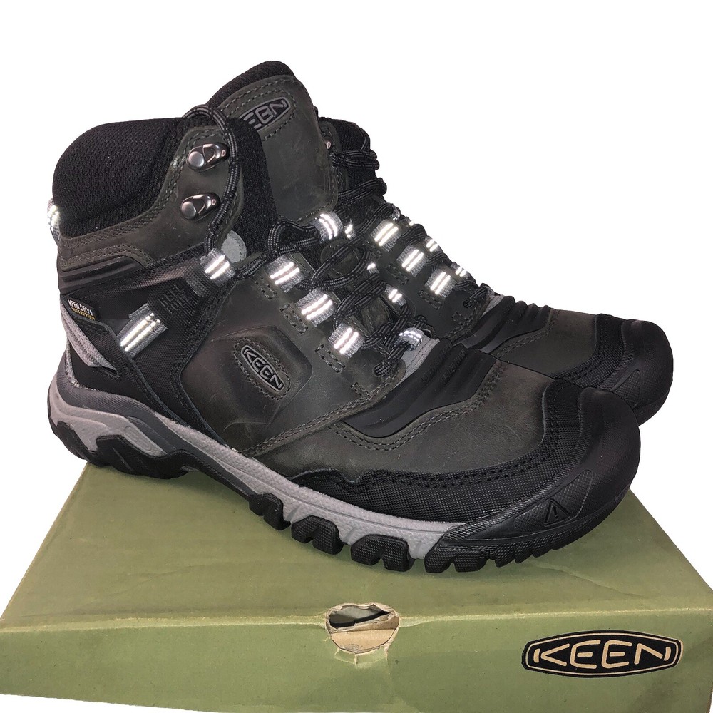 KEEN Men's Ridge  Flex  Mid Height Waterproof Hiking Boots Magnet/Black 7.5 NEW
