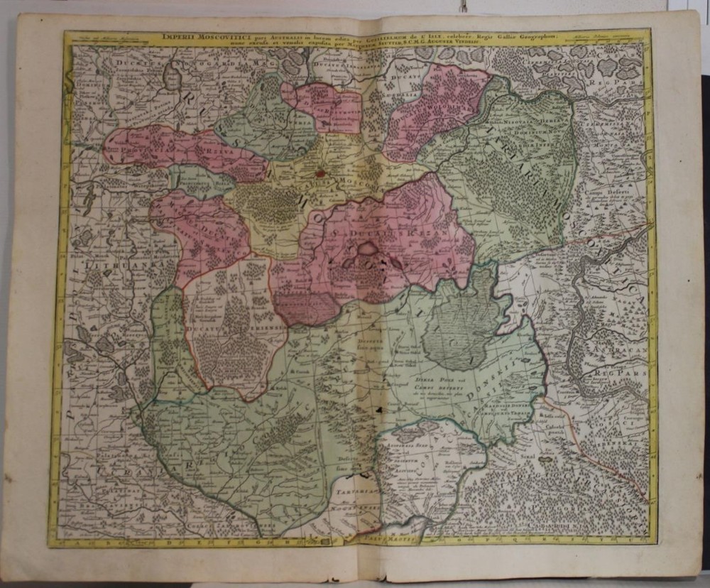 SOUTHERN RUSSIA 1730ca SEUTTER UNUSUAL ANTIQUE ORIGINAL COPPER ENGRAVED MAPANTIQUE COPPER ENGRAVED MAP OF SOUTHERN RUSSIA 1730ca