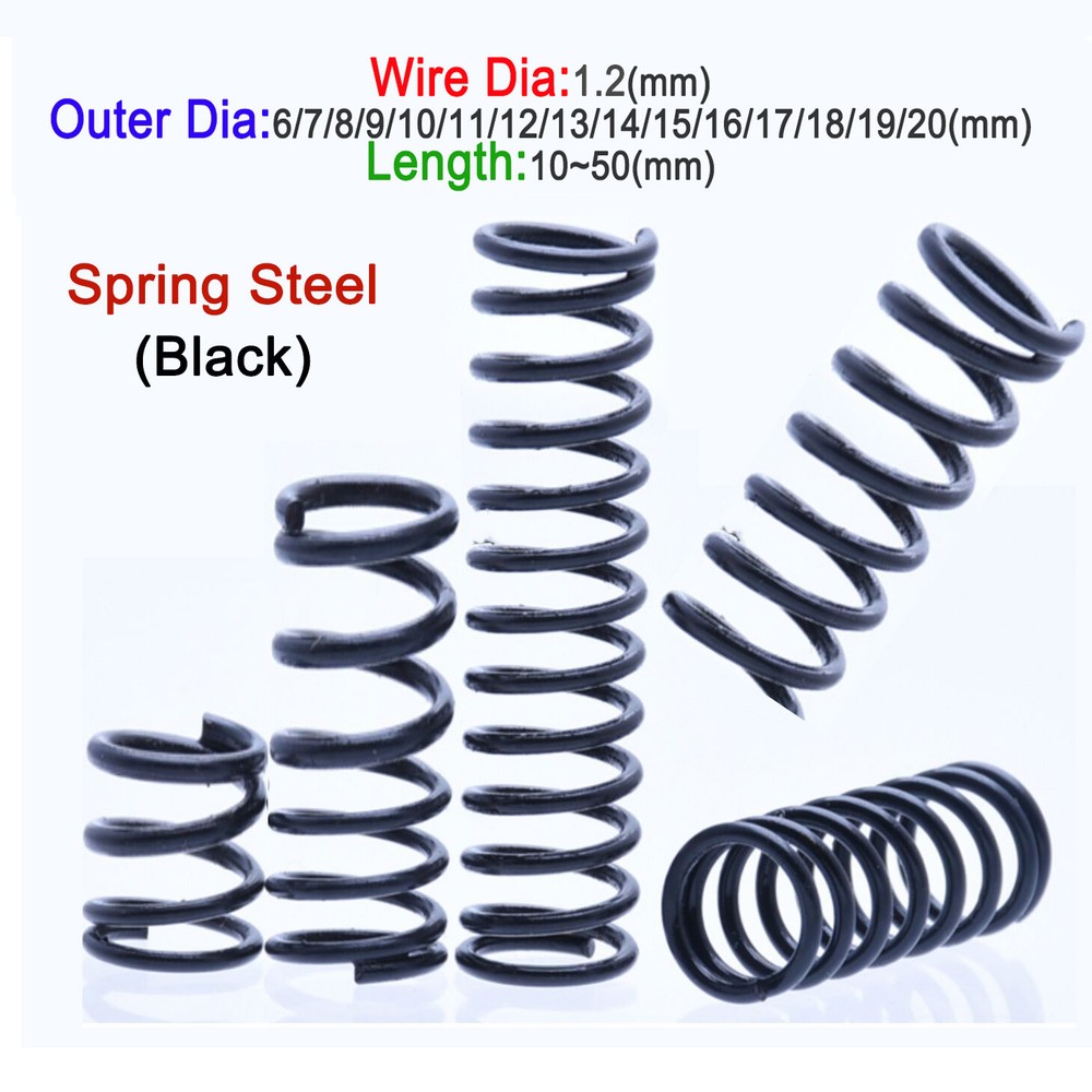 1.2mm Black Compression Spring OD 16-38mm Shock Absorber 10-200mm