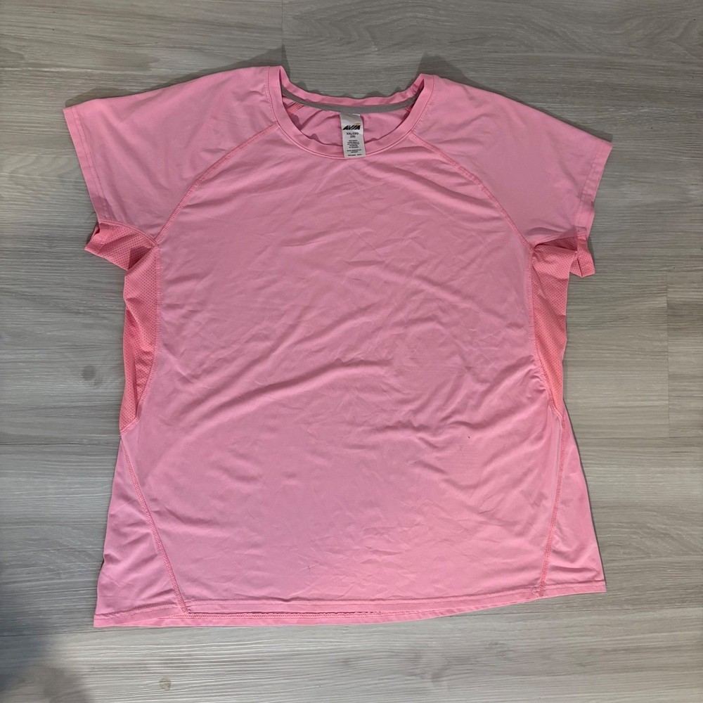 Avia Tshirt Women Pink Athletic Short Sleeve Mesh Panels Performance Plus XXL