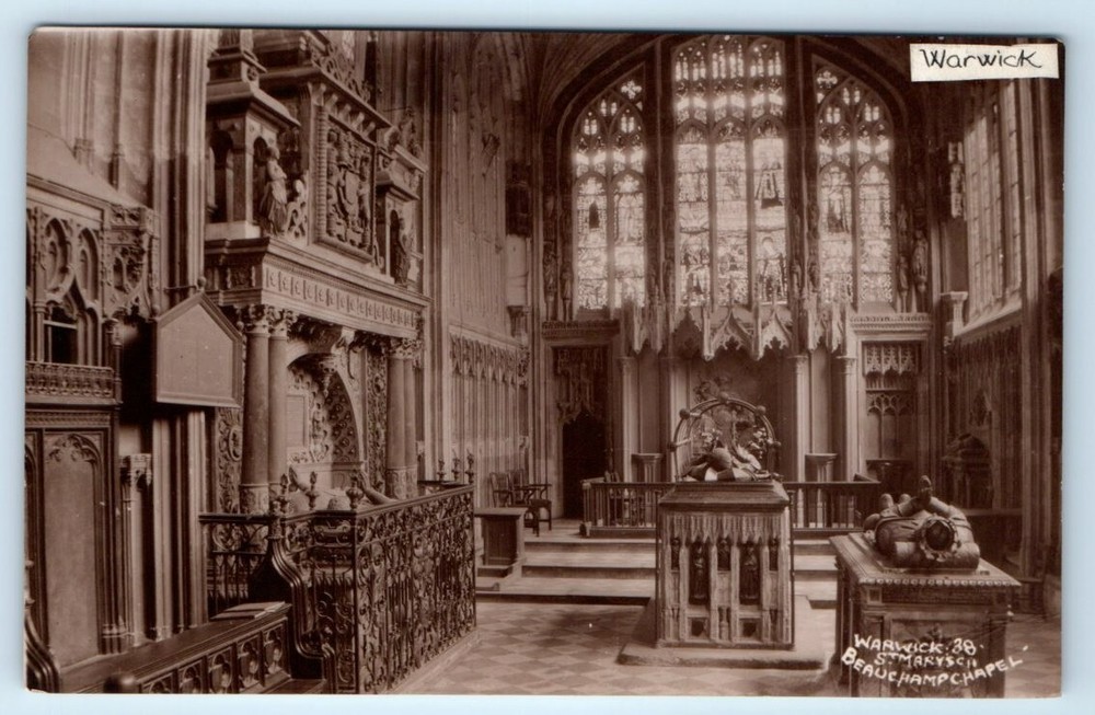 RPPC WARWICK  St. Mary's Beauchamp Chapel W.A. CALL UK Postcard