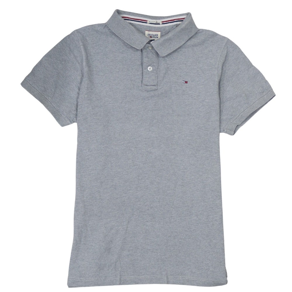 Tommy Hilfiger Womens Polo Shirt Grey Cotton Embroidered Flag Logo Jersey XL