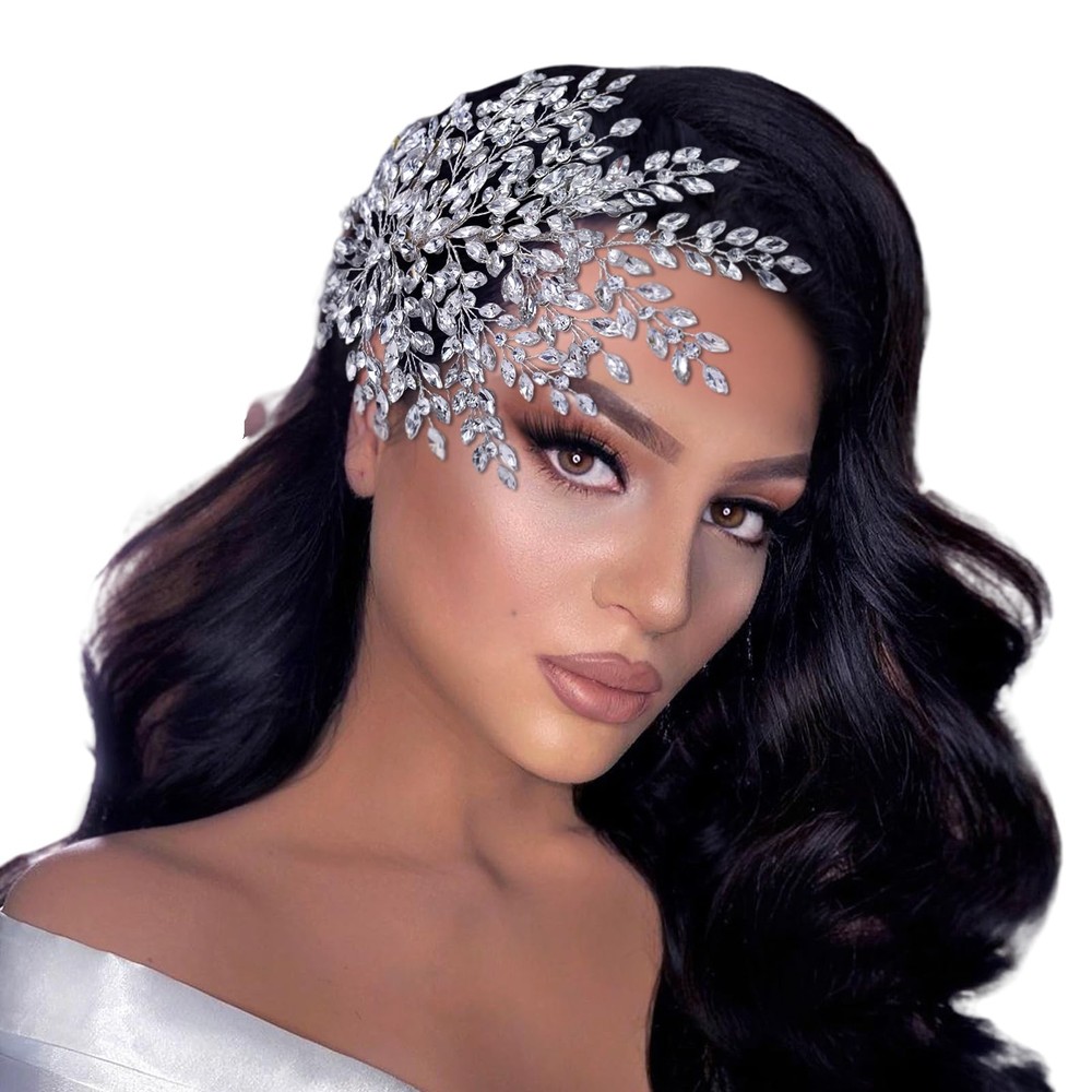 Wedding Headband Bridal Hair Pieces Rhinestone Hair Accessories for Brides an...