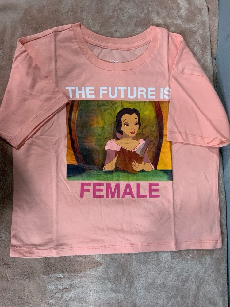 Disney Princess The Future is Female Girls Graphic Tee T-Shirt (M 7/8) Pink