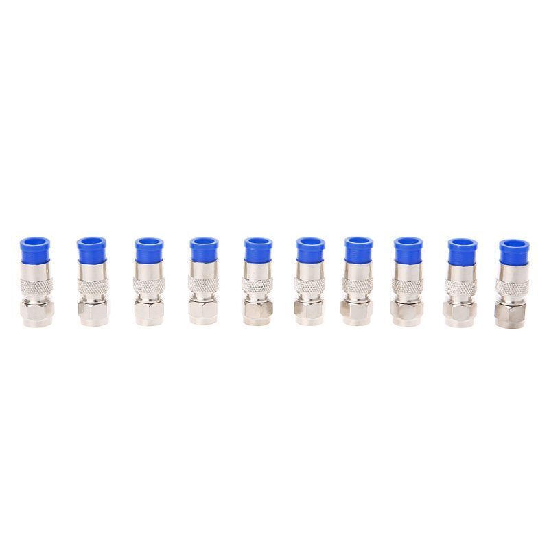 10Pcs RG6 RG59 F Compression Coaxial Cable Connectors with O-Ring Tools
