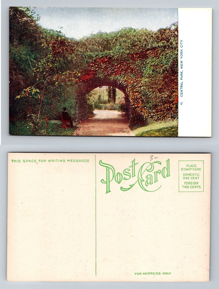 New York City NY, Ivy Covered Arch Central Park Pathway Vintage Postcard