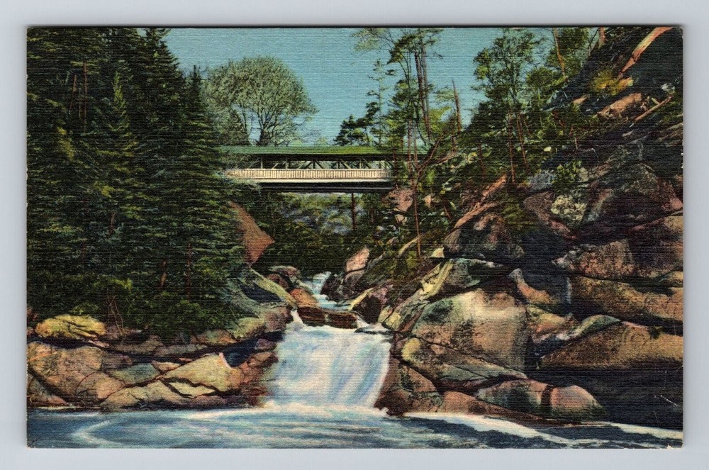 Franconia Notch NH-New Hampshire Pool & Sentinel Pine Bridge Vintage Postcard