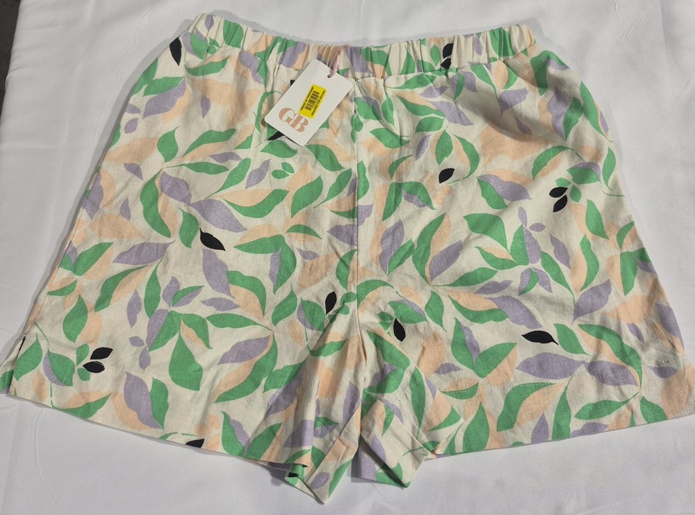 Gianni Bini Shorts Linen Blend Pockets High Waist Beachy Size LargeTropical