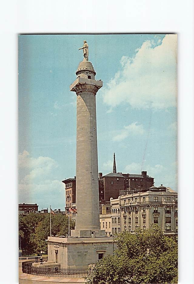 Postcard Washington Monument Mt. Vernon Place Baltimore Maryland USA