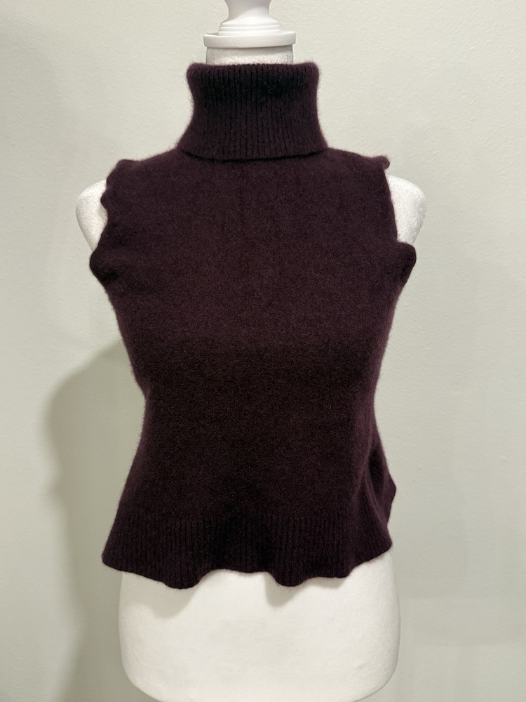 Women’s Absinthe 100% Cashmere Sleeveless Mock Neck Sweater-image