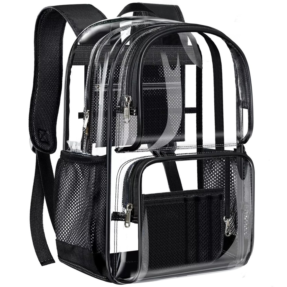LARGE HEAVY DUTY CLEAR BACKPACK .5MM Transparent PVC School Stadium Waterproof.