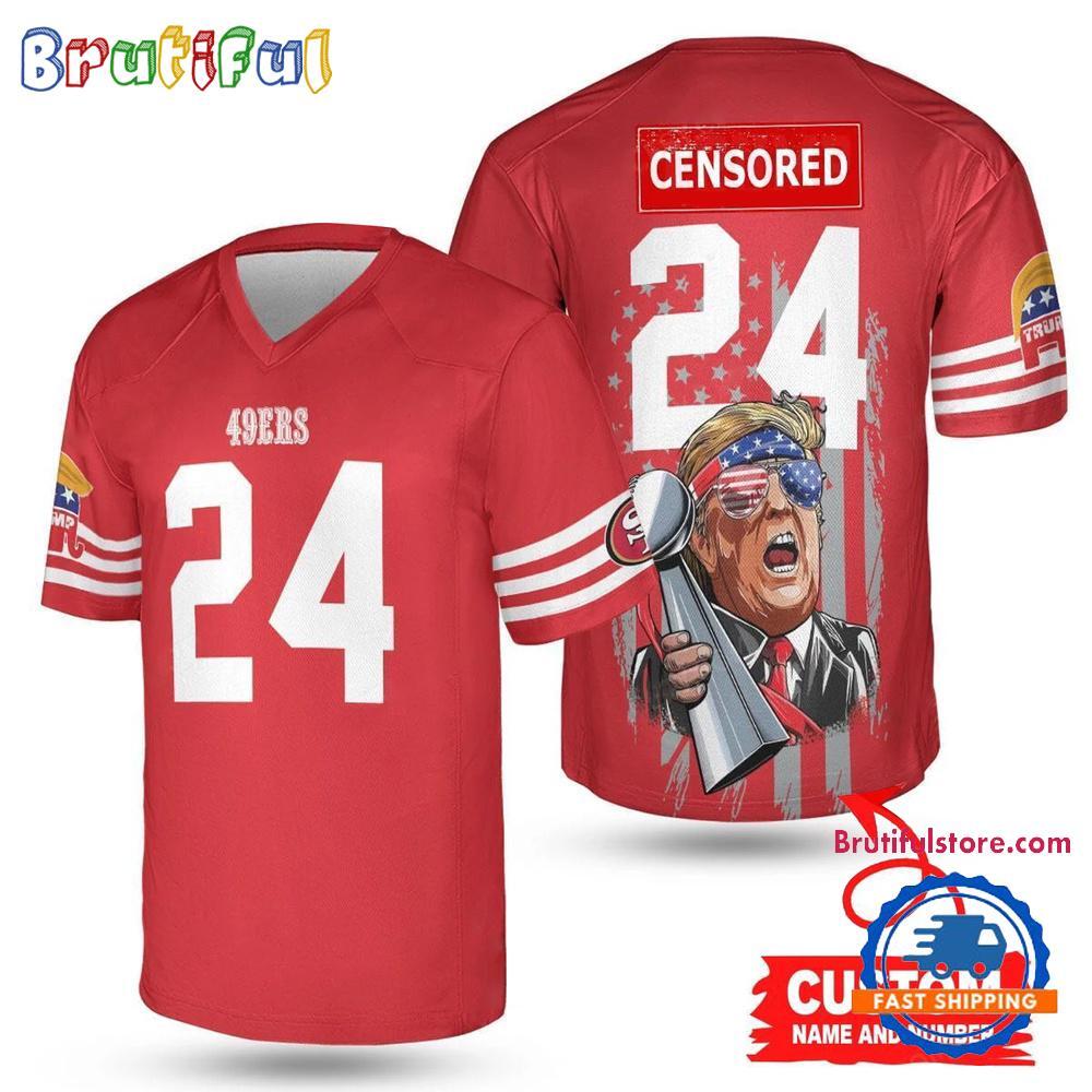 San Francisco 49ers Donald Trump Super Bowl Trophy Football Jersey