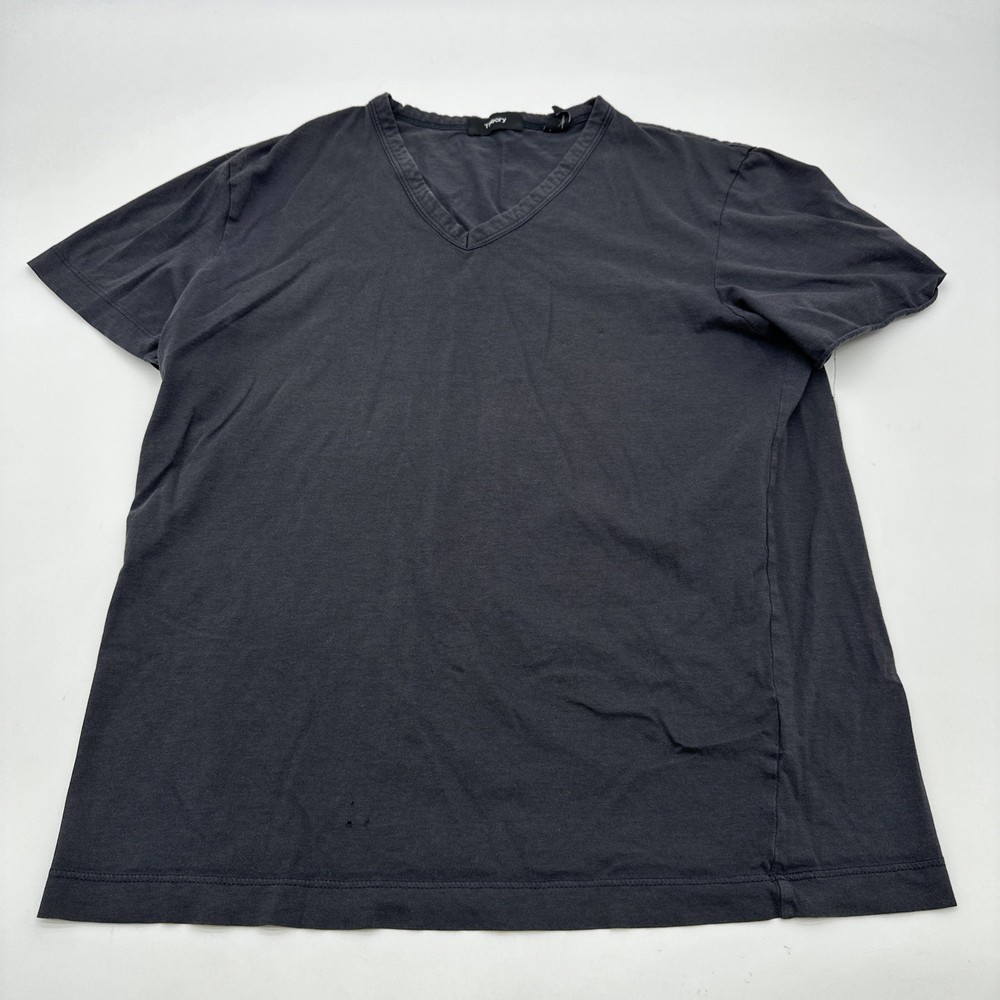 Theory T-shirt Men S Black Logo V-Neck 100% Pima Cotton .#34971