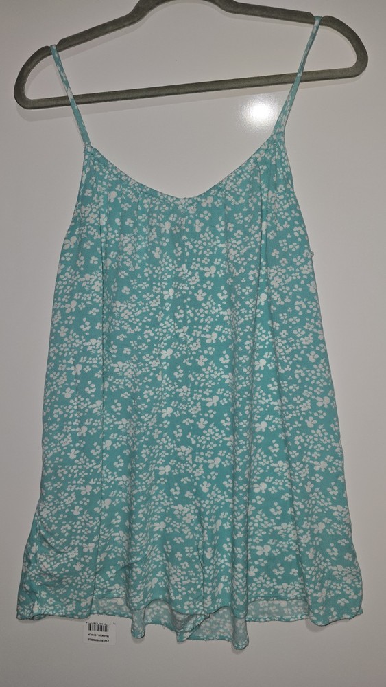 AERIE Overall / Romper Women's Size Large Blue/White Flower Print Short Sleeve