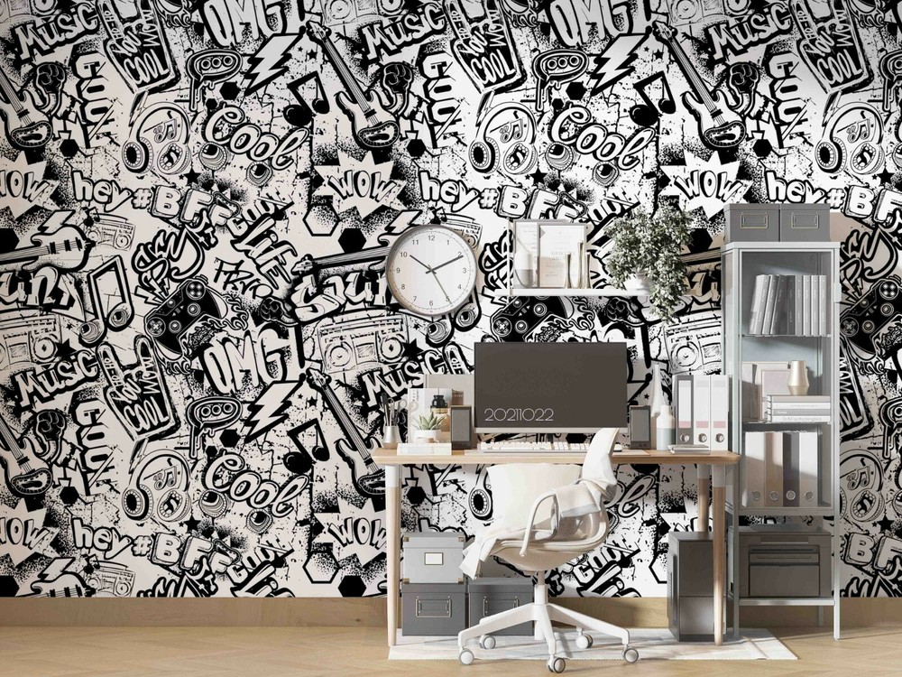 3D Abstract Artistic Graffiti Self-adhesive Removable Wallpaper Murals Wall 616-image