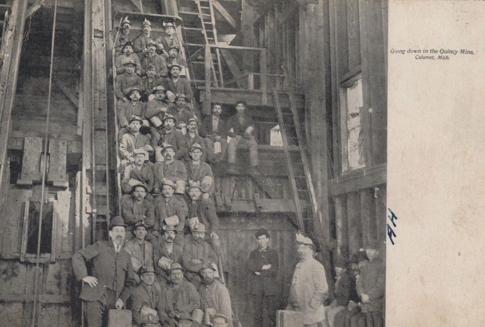 Calumet MI Michigan ~ Going down in Quincy Mine / Miners / Copper Mine 1910