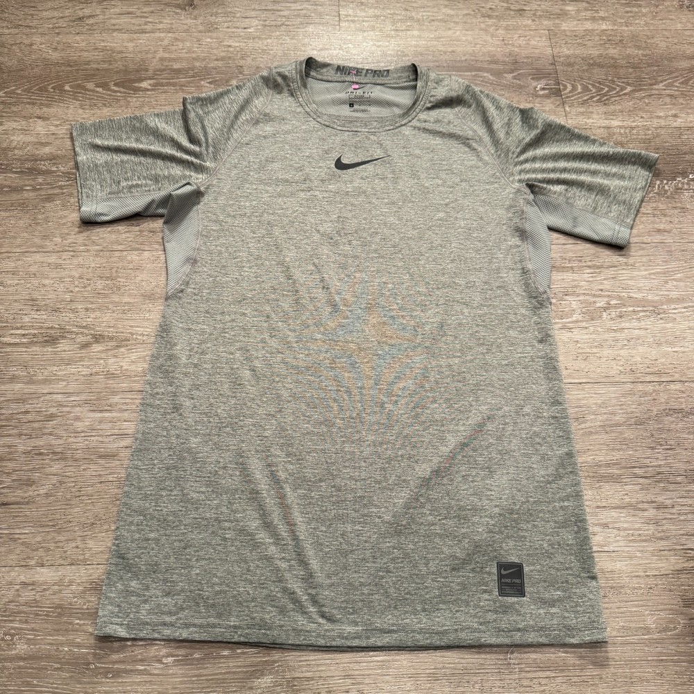 Nike Pro Shirt Mens Medium Gray Short Sleeve Fitted Training Outdoor Stretch