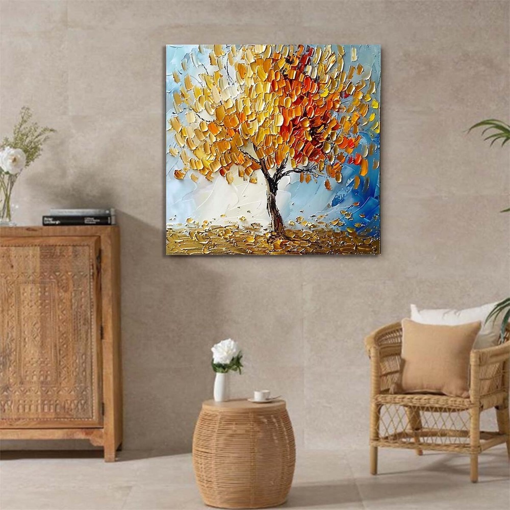 Abstract Art Thick Knife Oil Painting Handpainted Canvas 3D Lucky Tree #025
