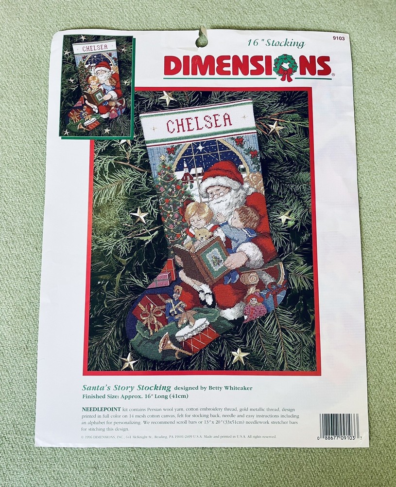 Dimensions Christmas Holiday Needlepoint Kit 9103 SANTA'S STORY STOCKING 1996