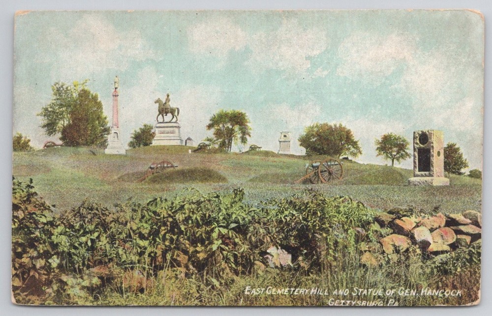 East Cemetery Hill Gen Hancock Statue Gettysburg PA Postcard W.H. Tipton