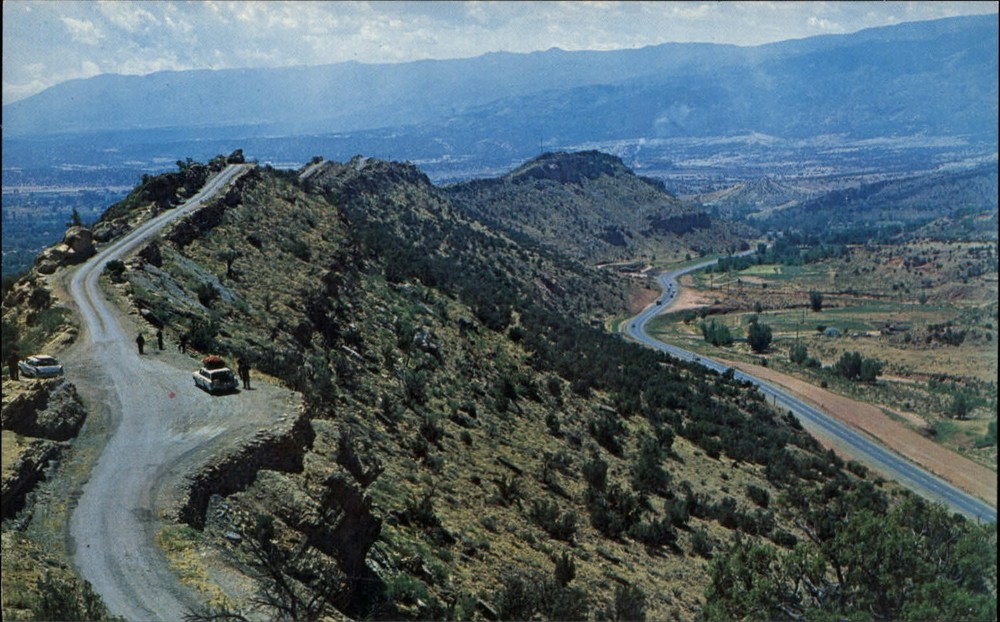 Canon City Colorado Skyline Drive US Hwy 50 below aerial unused vintage postcard